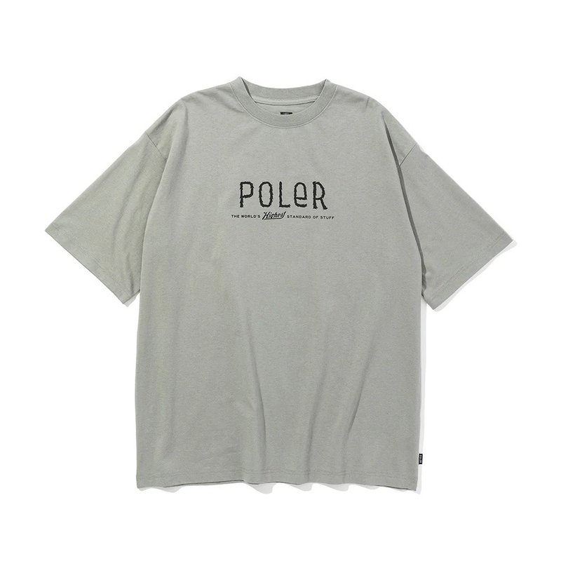 日本限定POLER FURRY FONT RELAX FIT TEE 毛絨字體LOGO短T / 灰 - 男 T 恤 - 棉．麻 灰色