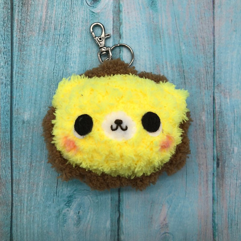Lion-chubby woolen animal key ring charm - ที่ห้อยกุญแจ - เส้นใยสังเคราะห์ สีเหลือง