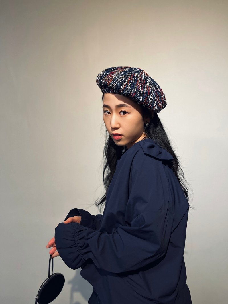 V- shape ruffle collar long sleeves top - 女上衣/長袖上衣 - 聚酯纖維 藍色