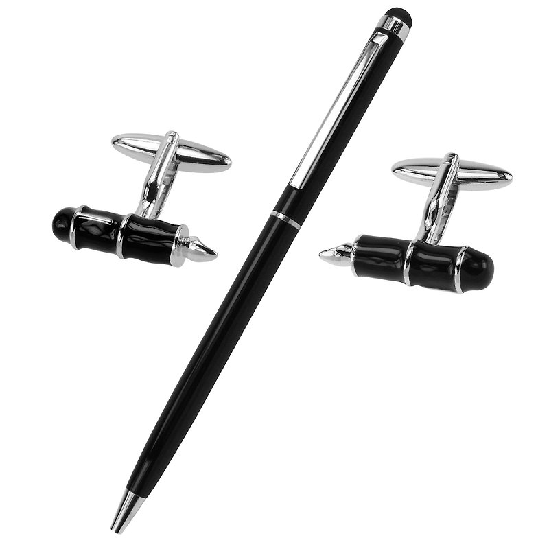 Black Pen Cufflinks and Pen Set - Cuff Links - Other Metals Black