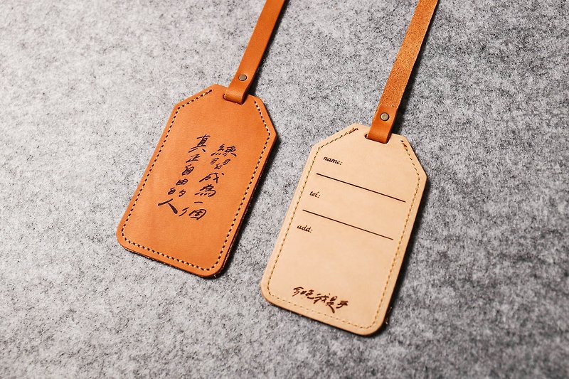 【icleaXbag】Leather Luggage Tag (Co-Branded) DG46-1 - ที่ใส่บัตรคล้องคอ - หนังแท้ สีนำ้ตาล