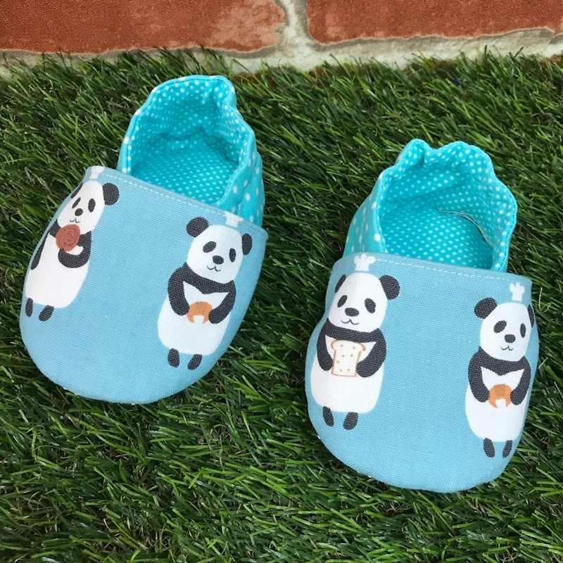 熊貓愛吃麵包-學步鞋 - 嬰兒鞋/學步鞋 - 棉．麻 藍色