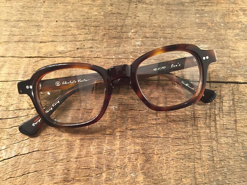 Absolute Vintage-Cox's Road (Cox's Road) Square Thick Frame Plate Glasses-Demi Dark Brown Blend - Glasses & Frames - Plastic 