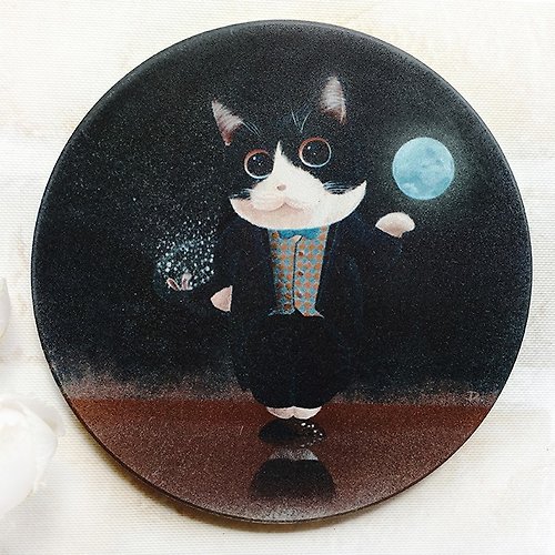 Doo 貓世界-魔術之夜/陶瓷吸水杯墊