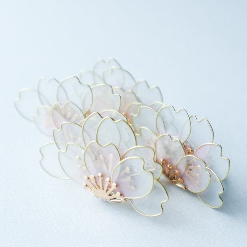 Cherry blossom petal earrings - Earrings & Clip-ons - Other Materials Pink