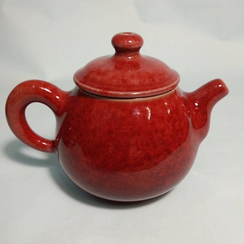 Hand drawn Bronze red pot - Teapots & Teacups - Pottery Red