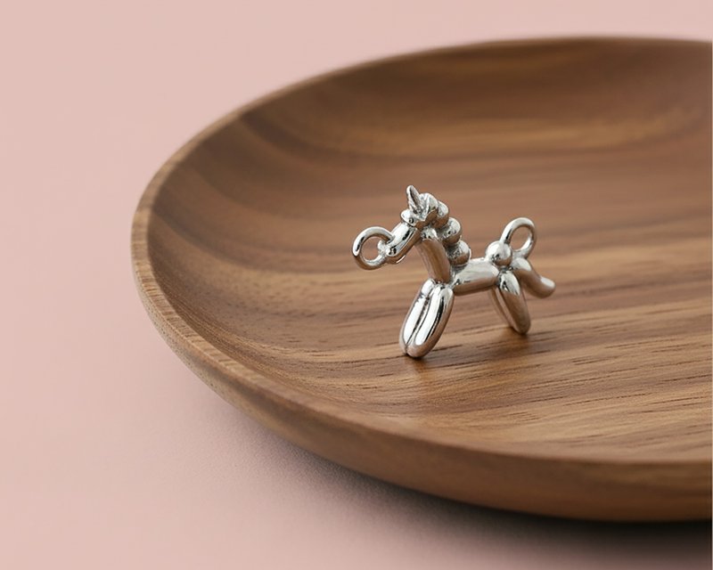 バルーンユニコーン ダブルチャームネックレス 鏡面原色 ステンレススチール 低アレルギー性 台湾製 - ネックレス - ステンレススチール シルバー