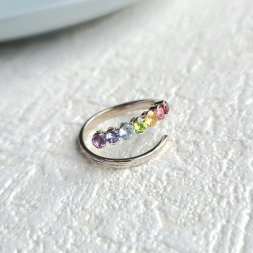 7-color premium amulet Jewelry ring / SV925×Natural stone - Shop