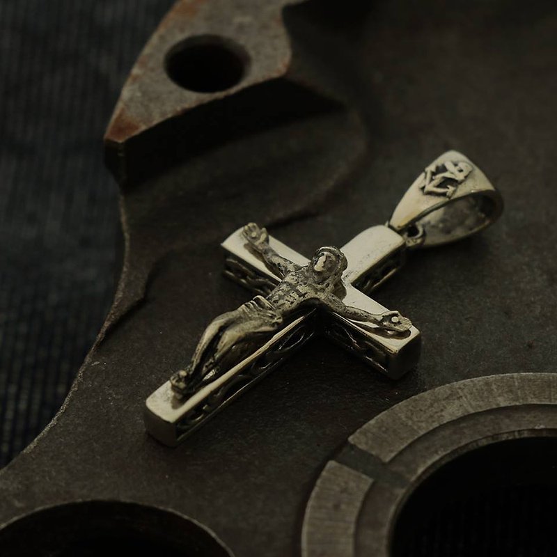 Vintage Biker Skull Cross Christ Jesus silver Pendant Necklace Crucifix anchor  - Necklaces - Other Metals Silver