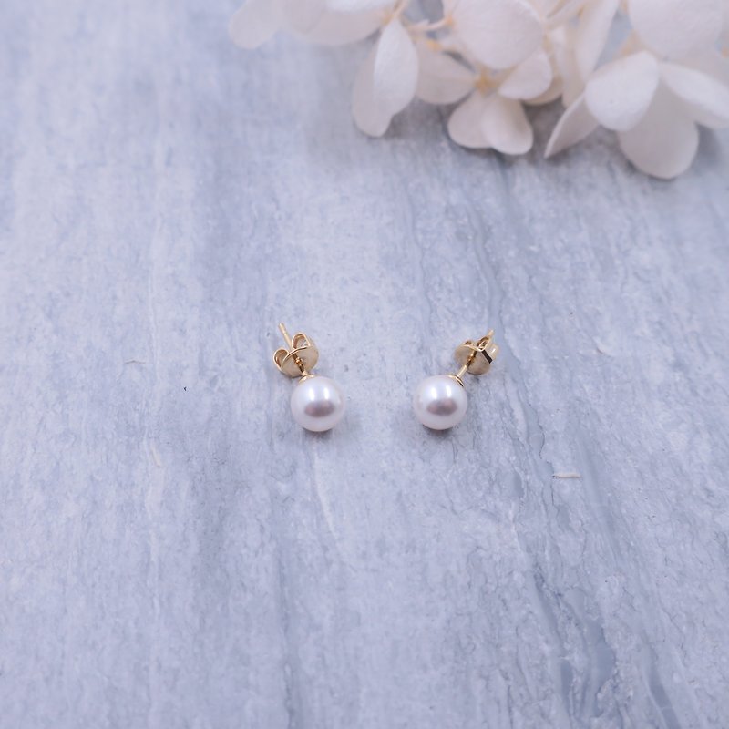 Japanese imported ear acupuncture pure white small fruit Swarovski crystal pearl simple ear acupuncture - ต่างหู - เครื่องเพชรพลอย ขาว