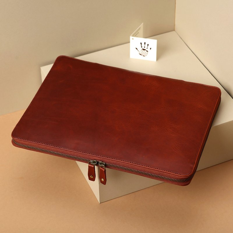 Leather Laptop Case with Zippers Personalized