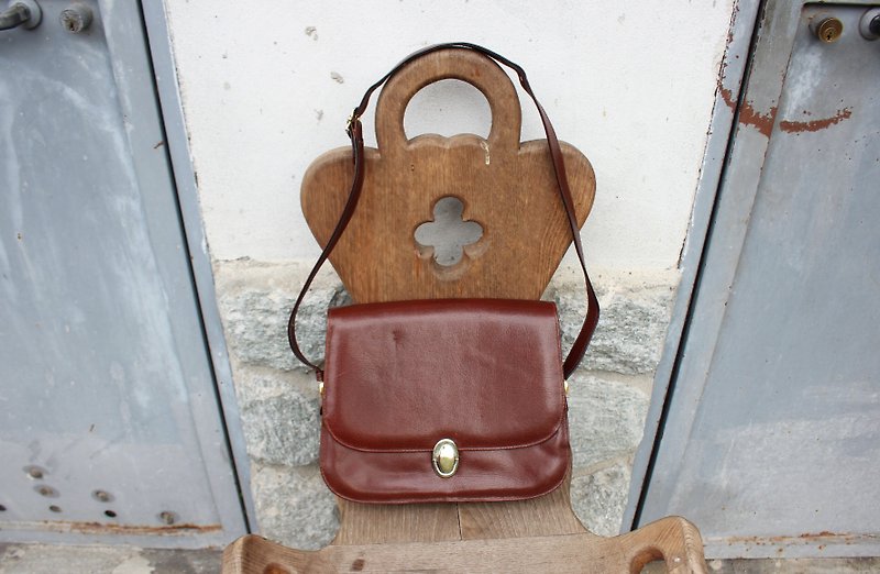 B105 [Vintage Leather] (Italian) was brown shoulder bag Classic Triple sandwich - Messenger Bags & Sling Bags - Genuine Leather Brown