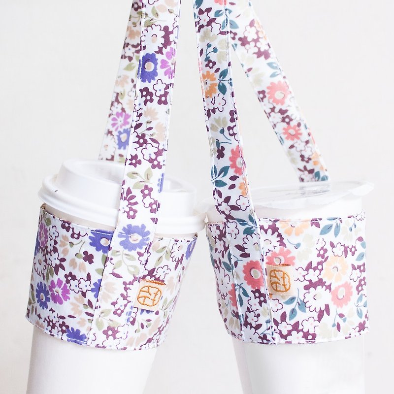 Sold Out | Flowers in a glass bag. Midsummer Night's Dream Flower Cloth. Handmade. Fresh Violet Tones - ถุงใส่กระติกนำ้ - ไฟเบอร์อื่นๆ สีม่วง