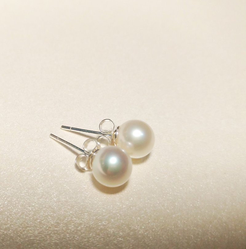 淡水珍珠耳環 - 耳環/耳夾 - 其他金屬 白色