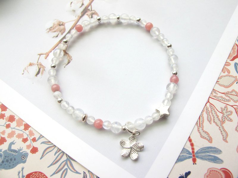 Moonstone Stone 925 sterling silver [Heart Star] June birthstone gift - สร้อยข้อมือ - คริสตัล หลากหลายสี