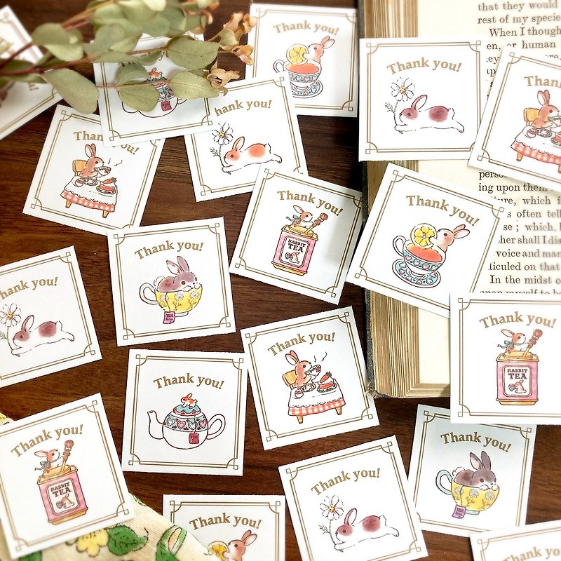 Thank you seal Rabbit Tea Rabbit x Black Tea Seal 35 pieces - Stickers - Paper Multicolor
