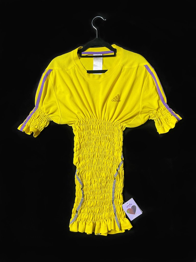 REGETHER Vintage modified adidas long version elastic football jersey 08 - Women's T-Shirts - Polyester Yellow