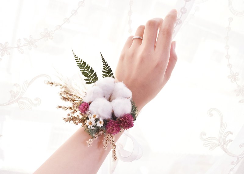 6 sets of classic dry flowers wrist flower corsage eternal flower proposal bridesmaid wedding wedding small things - ช่อดอกไม้แห้ง - พืช/ดอกไม้ 