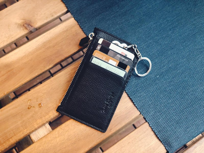 Tosca | Zip Coins Pocket-Genuine leather/leather/credit card/loose paper bag/credit card bag - Wallets - Genuine Leather Black