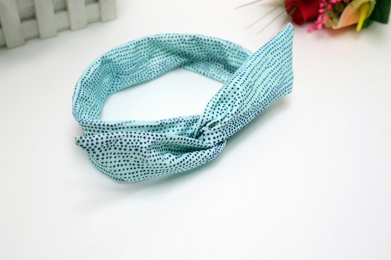Water blue dot hairband aluminum wire headband hairband*SK* - Headbands - Other Materials Blue
