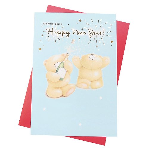 205剪刀石頭紙 新年快樂FF熊熊 跨年耶誕卡片【Hallmark-卡片 New Year系列】