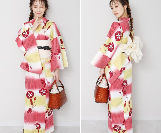 日本和服日本染色梭織女性浴衣腰帶2件組F x71-a3 yukata - 設計館