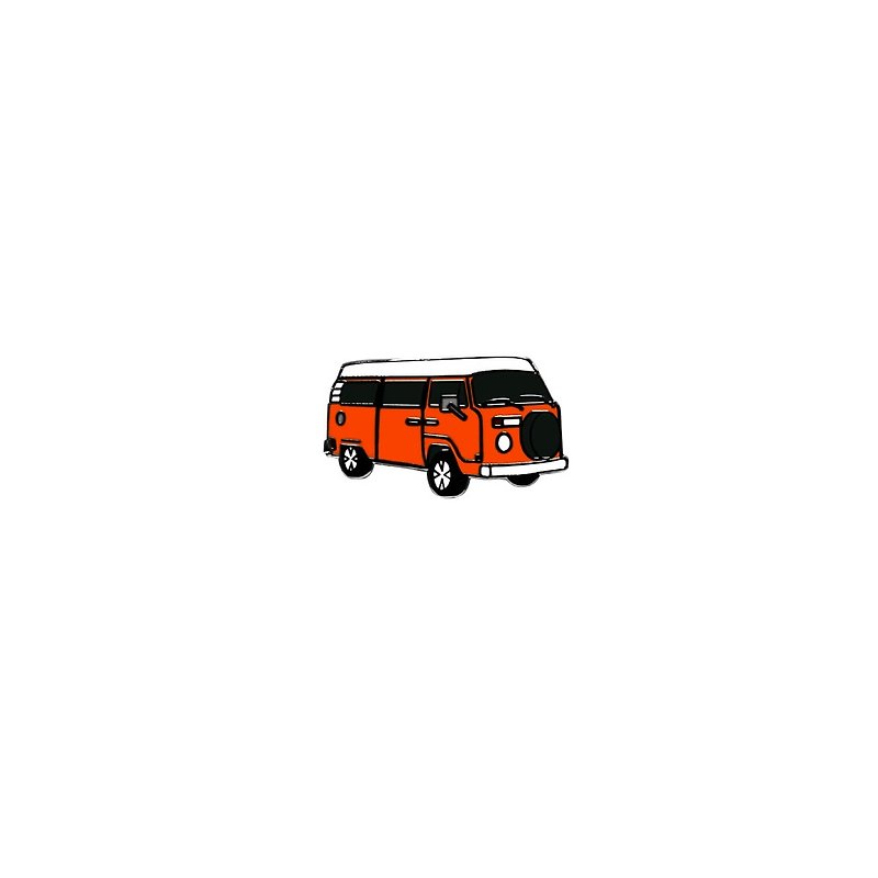 ドーナツブランドオリジナルバッジ-オレンジオレンジキャンピングカー - バッジ・ピンズ - 金属 レッド