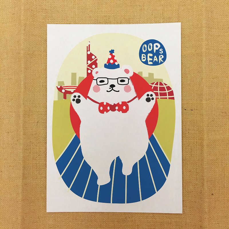 Oops bear - White Bear Taro Postcard - Cards & Postcards - Paper White