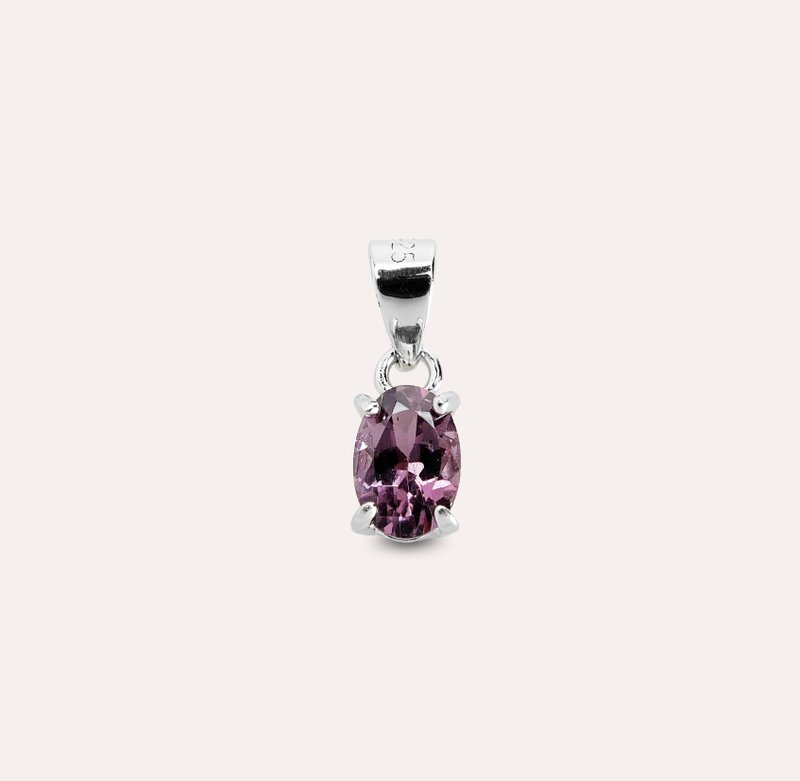 安珠 尖晶石 紫色 橢圓 4*6mm 墜子 經典系列 Oval P 寶石銀飾 A - 項鍊 - 銀 紫色
