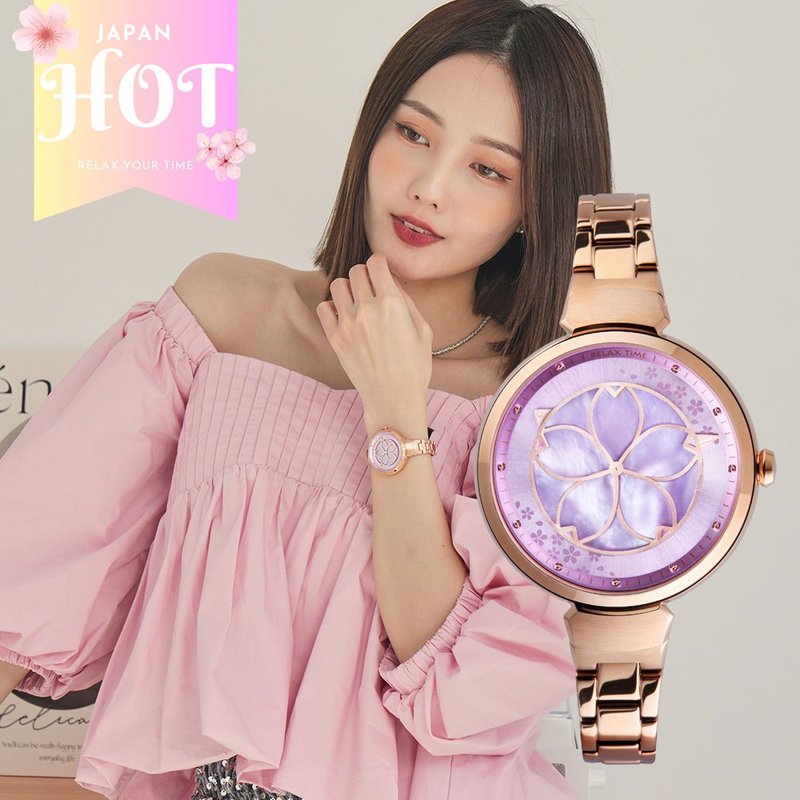 【 Hot pre-order】relax time Bloom- Cherry blossoms (rt-72-6) - Women's Watches - Stainless Steel Purple