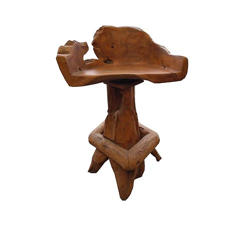 吉迪市 JatiLiving 【吉迪市100%全柚木家具】EFACH026 柚木造型吧台椅 高腳凳 椅凳