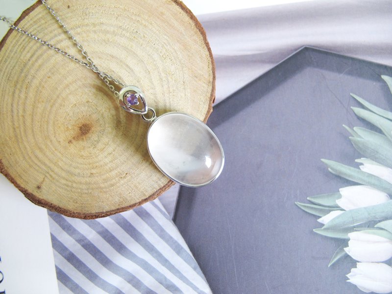 白幽靈 925純銀【白色漂浮】【原件寄出】事業財富 - 項鍊 - 水晶 白色