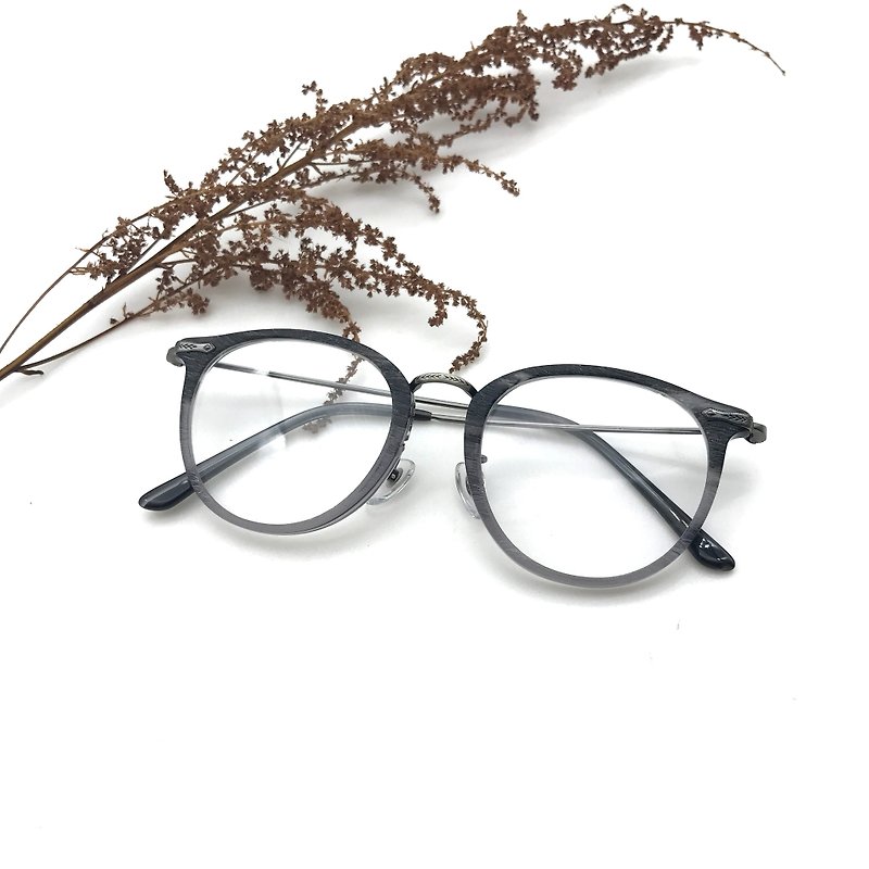 (無型號)Vintage style handmade eyeglasses - Glasses & Frames - Other Materials Gray