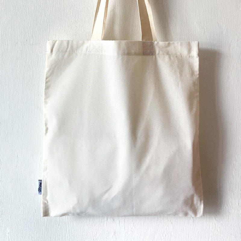 (米白色) 超輕綿布袋, 全人手製Tote bag - 編織/刺繡/羊毛氈/縫紉 - 棉．麻 卡其色