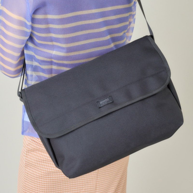 anello Kuro series Light Weight A4 Size Flappy Shoulder Bag ATS1001 - Black - Messenger Bags & Sling Bags - Polyester Black