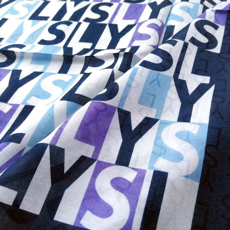 Yves Saint Laurent Vintage Handkerchief Typography Logo 21.5 x 21 inches - 手帕 - 棉．麻 藍色