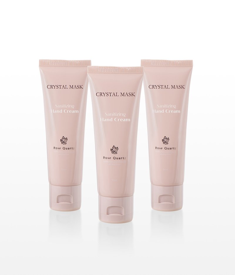 Sanitizing Hand Cream with Rose Quartz (3pcs Set) - Nail Care - Plastic Pink