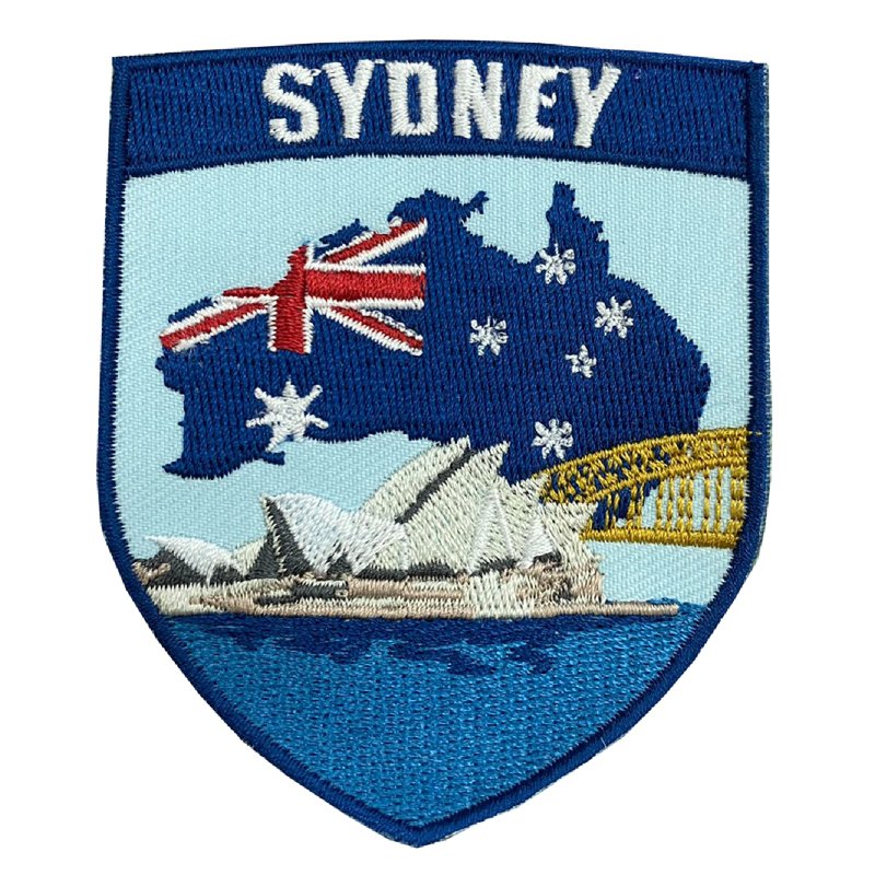 澳洲 雪梨歌劇院白天  布藝刺繡背膠補丁 袖標 布標 布貼 補丁 - 徽章/別針 - 繡線 多色