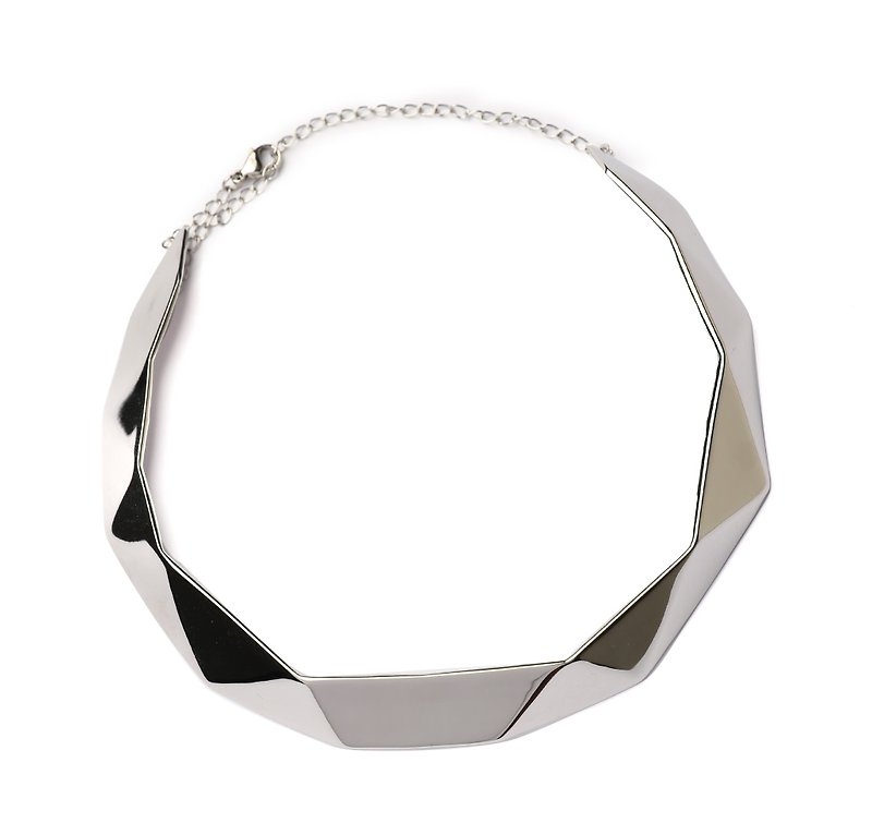 Vanity silver polygon neck - Necklaces - Other Metals Silver
