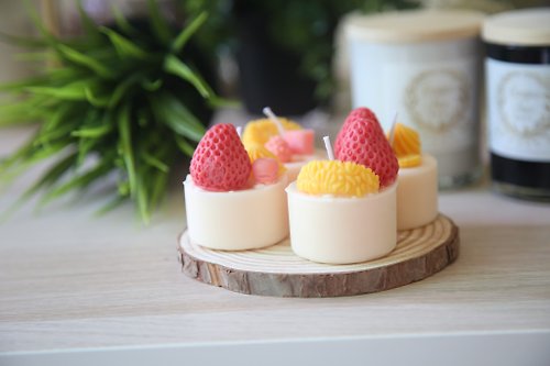 蘭果樹 LanguoTree 甜點系列│草莓蛋糕蠟燭-天然精油大豆蠟燭-乳酪起司