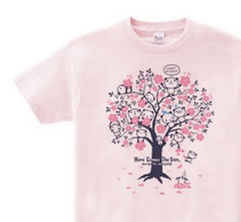 Cherry Blossom Panda WS ~ WM • S ~ XL T-shirt order product] - Unisex Hoodies & T-Shirts - Cotton & Hemp Pink