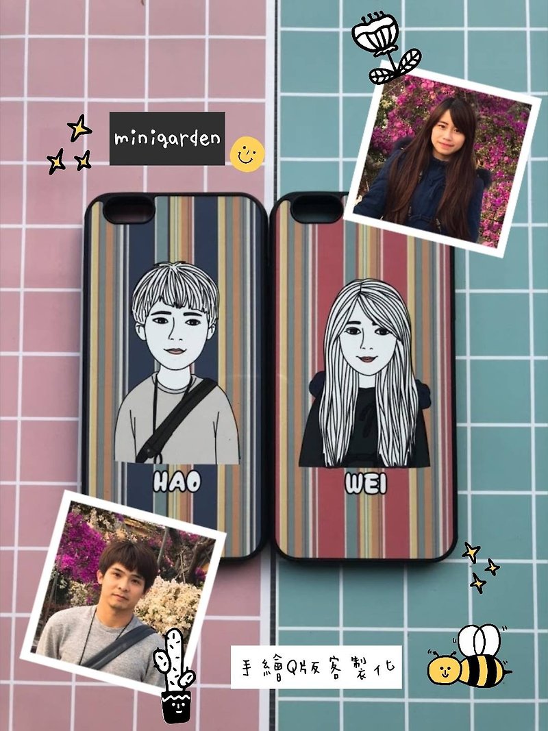 [Free shipping] Korean version of the simple hand-painted shell Q version draw your commemorative gift - เคส/ซองมือถือ - วัสดุอื่นๆ 