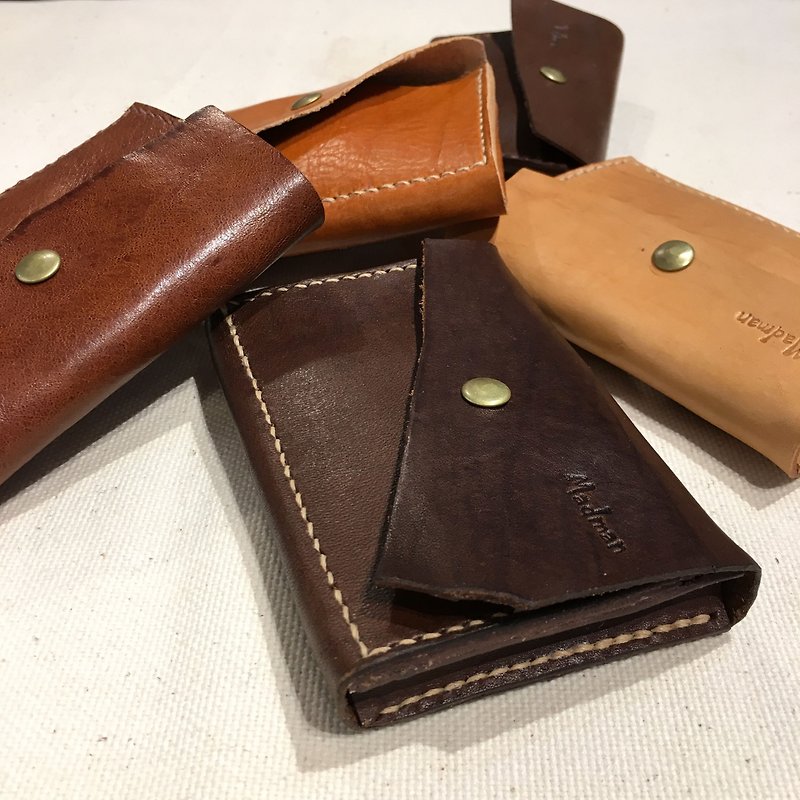 Handmade leather vegetable tanned leather banknote change business card card holder gift customization - Coin Purses - Genuine Leather Multicolor