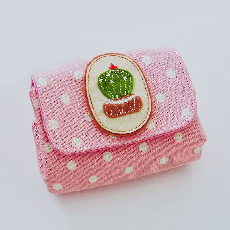 Small Purse, Change Pouch, Coin Purse, Small Wallet Purse - Cactus Lovers (D) - Wallets - Cotton & Hemp Pink