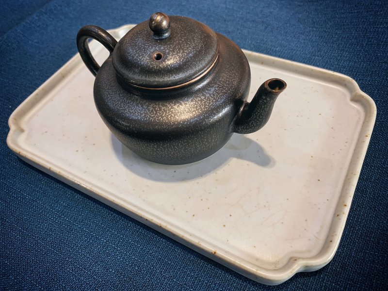 觀與藏系列-汝釉茶盤(壺承) - 茶壺/茶杯/茶具 - 陶 白色