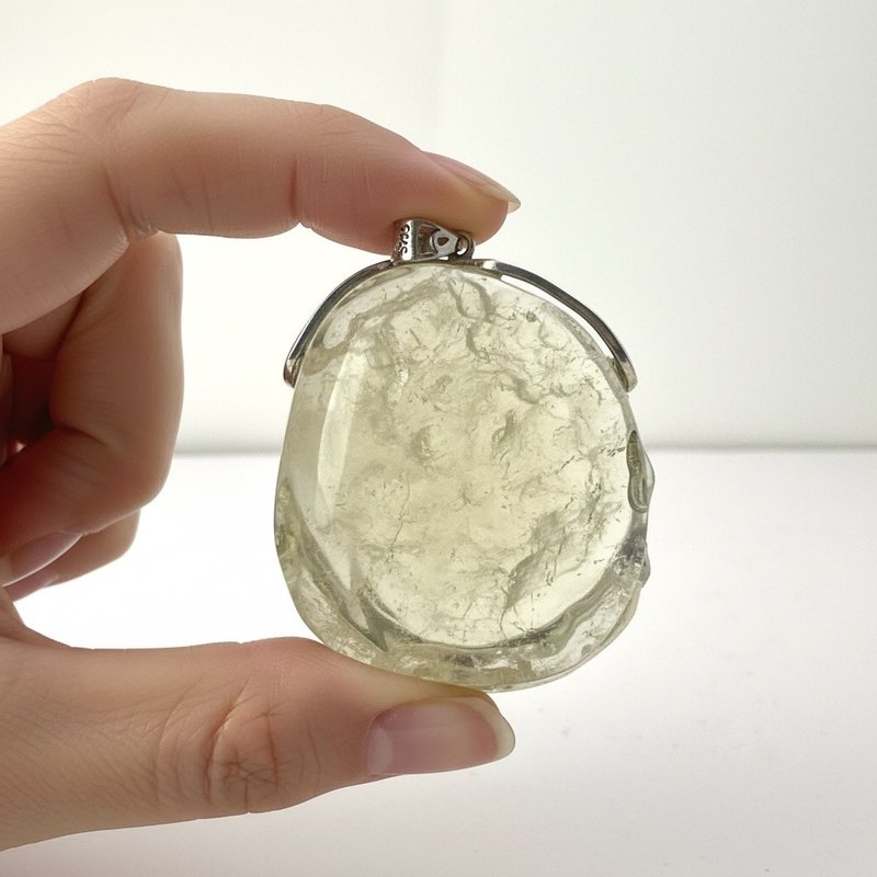 利比亞隕石吊墜 - 項鍊 - 水晶 黃色