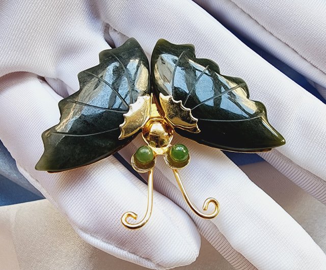 Jade clearance butterfly brooch