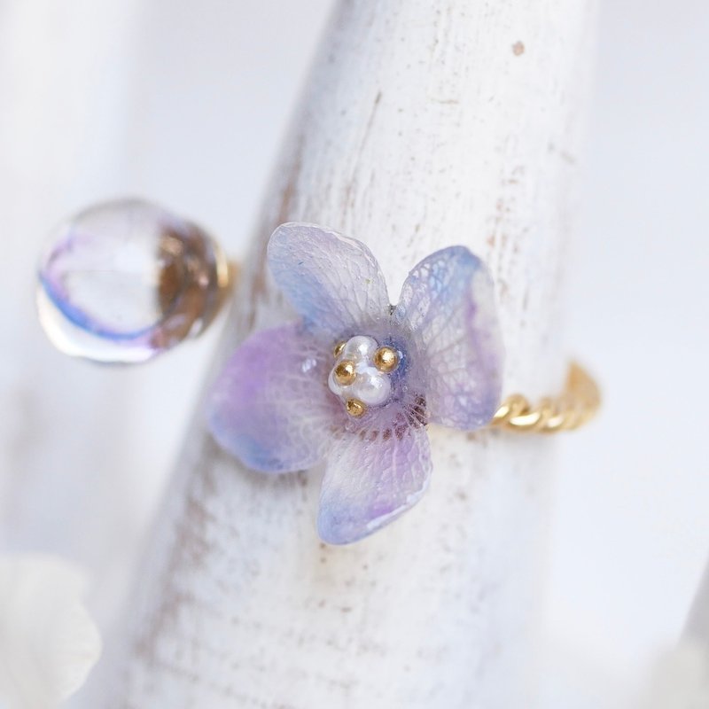 Hydrangea fork ring - แหวนทั่วไป - พืช/ดอกไม้ สีน้ำเงิน