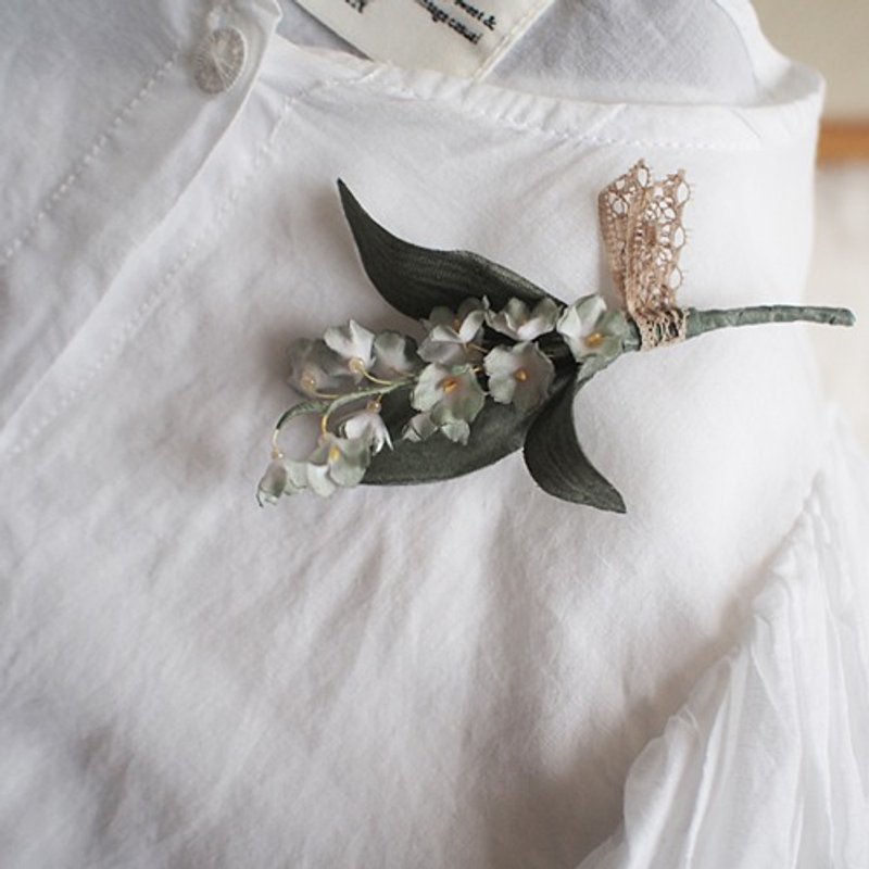 Corsage.Lily of the valley.Natural style - 胸花/手腕花 - 棉．麻 