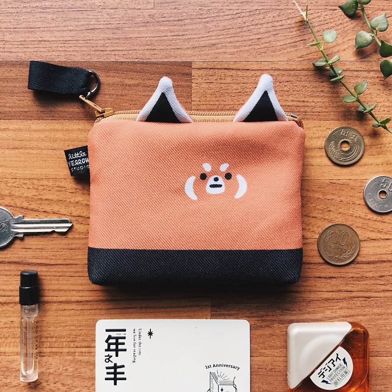 card case & coin purse Red panda - กระเป๋าใส่เหรียญ - เส้นใยสังเคราะห์ สีแดง